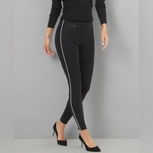 SPANX Black Ankle Pants with White Stripe